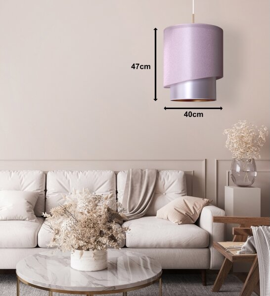 Duolla - Lustră pe cablu PARIS 1xE27/15W/230V d. 40 cm roz/argintie/cupru