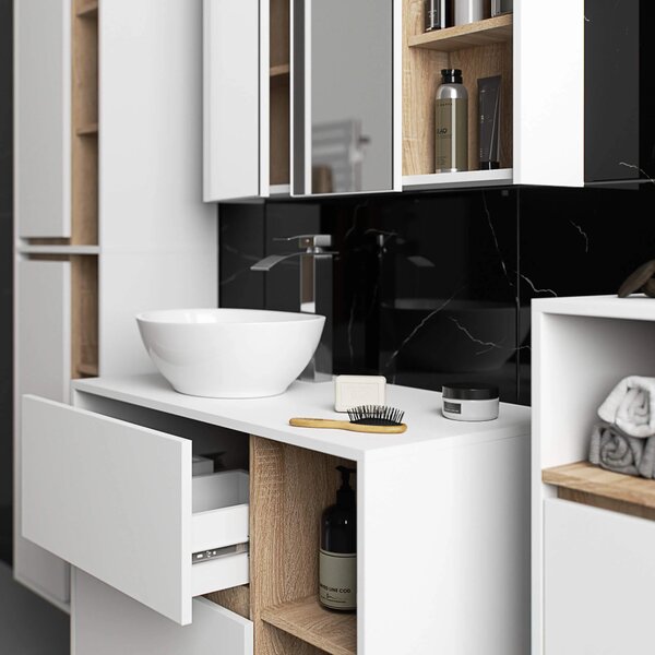 Dulap de baie Vambos W50 2D 6P (alb + stejar sonoma). Promo -13%. 1152097