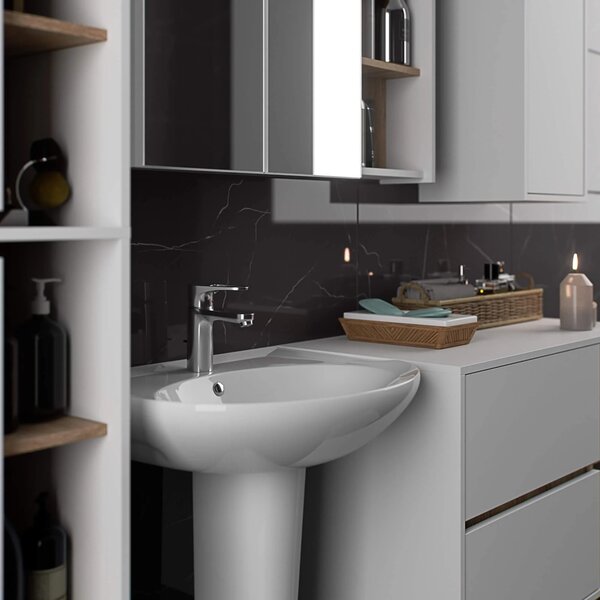 Dulap de baie Vambos W50 2D 6P (alb + stejar sonoma). Promo -13%. 1152097
