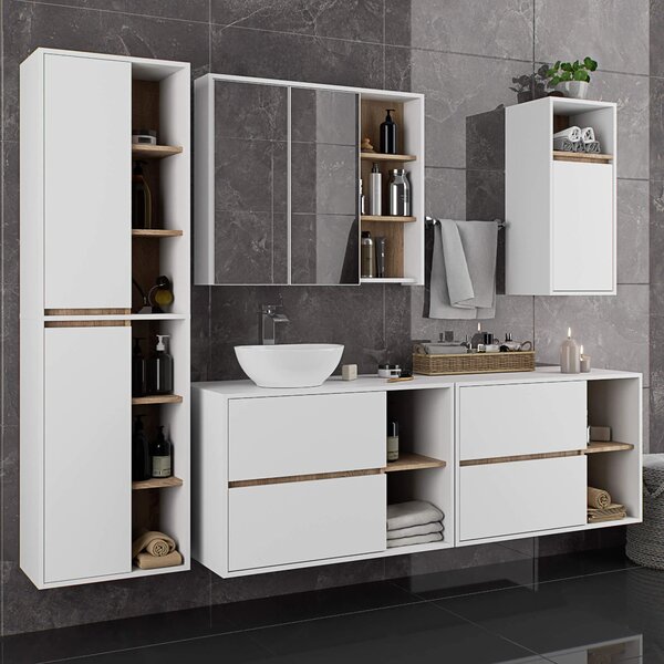 Dulap de baie Vambos W50 2D 6P (alb + stejar sonoma). Promo -13%. 1152097