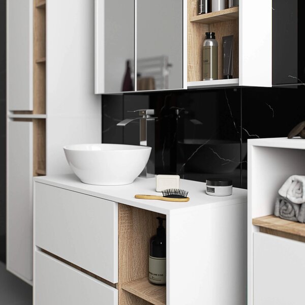 Dulap de baie Vambos W50 2D 6P (alb + stejar sonoma). Promo -13%. 1152097