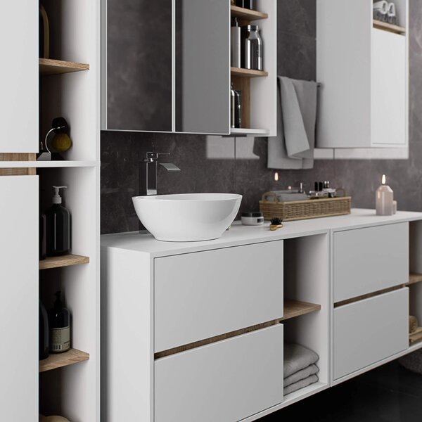 Dulap de baie Vambos W50 2D 6P (alb + stejar sonoma). Promo -13%. 1152097