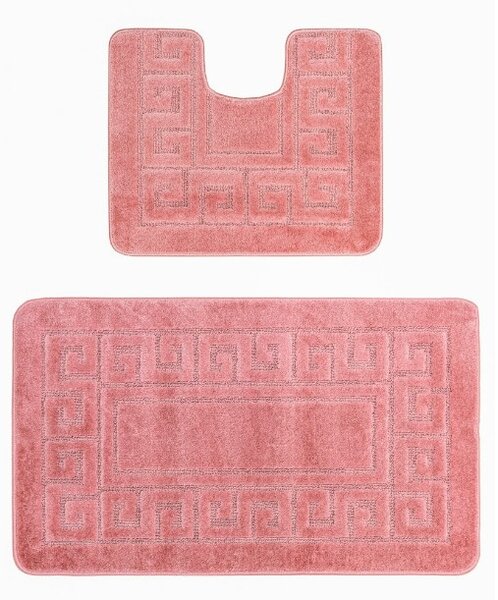 Set 2 Covorase antiderapante de baie, Ethnic 2580 Roz, Diverse Marimi 50 x 80 / 40 x 50