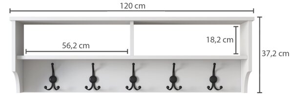 Cuier de perete RANI 120x37,2 cm alb