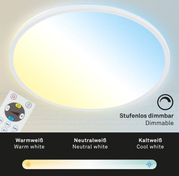 Plafonieră LED dimabilă SLIM LED/18W/230V 2700-6500K Briloner 7079-016 + telecomandă