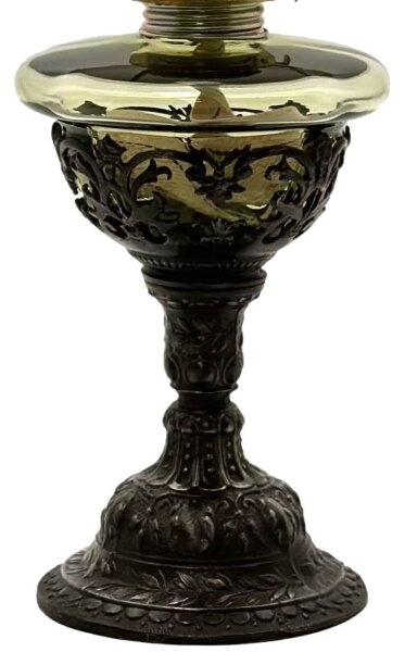 Lampă cu petrol RŮŽENA 50 cm verde pădure decorată cu cositor