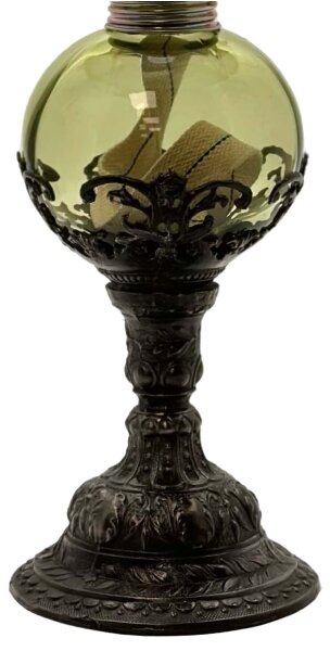 Lampă cu petrol DRAHOMÍRA 50 cm verde pădure decorată cu cositor