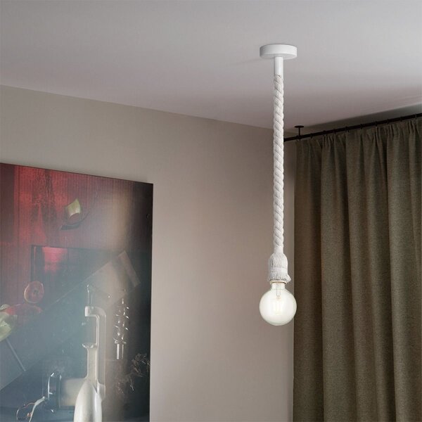 Lustră pe cablu LEONARDO ROPE 1xE27/10W/230V alb