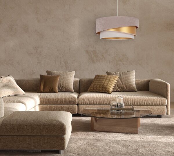 Lustră pe cablu Duolla KOBO 1xE27/15W/230V d. 45 cm maro/auriu/crem