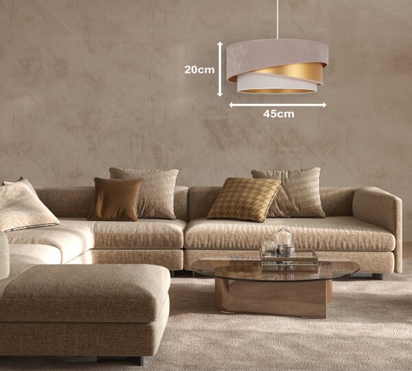 Lustră pe cablu Duolla KOBO 1xE27/15W/230V d. 45 cm maro/auriu/crem