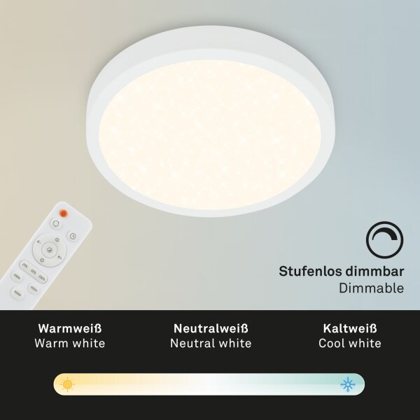 Plafonieră LED dimabilă RUNA LED/18W/230V alb Briloner 3701-016 + telecomandă