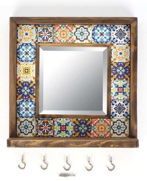 Oglindă de perete 33x32,5 cm pin/galben