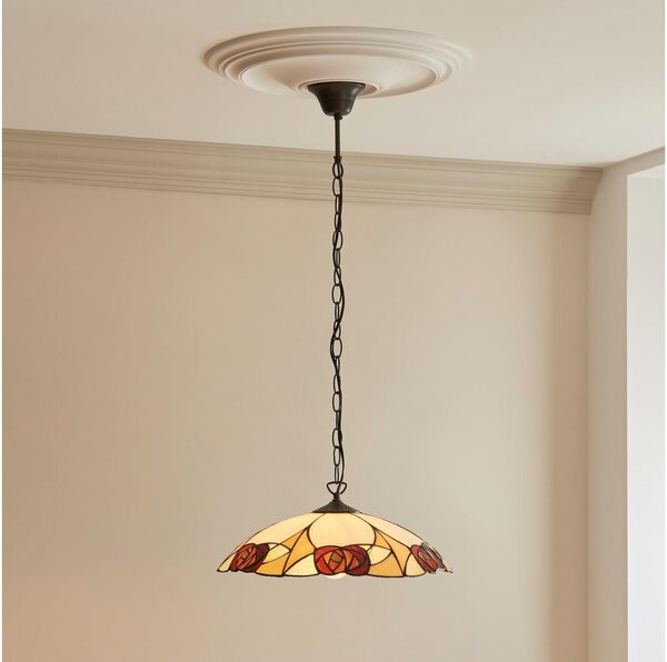 Endon 112197 - Candelabru pe lanț Tiffany INGRAM 1xE27/60W/230V diam. 45 cm