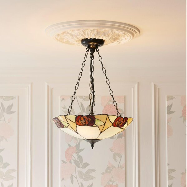 Endon 111879 - Candelabru pe lanț Tiffany INGRAM 3xE27/10W/230V, diam. 45 cm