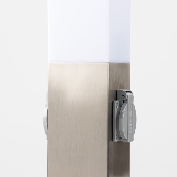 Brilagi - Lampă de exterior cu 2 prize Schuko NOVA, 1xE27/15W/230V, 40 cm, IP44, crom