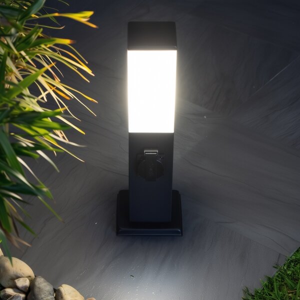 Brilagi - Lampă de exterior cu 2 prize SCHUKO NOVA 1xE27/15W/230V 40 cm IP44 neagră