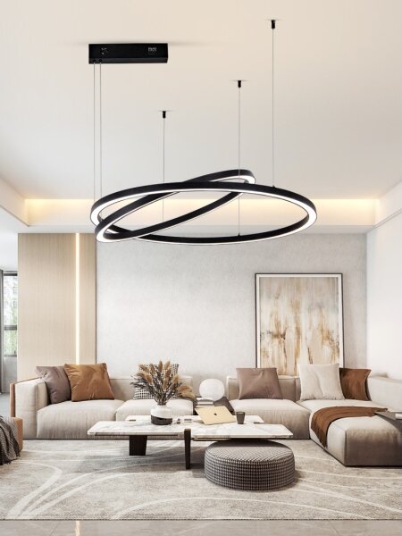 Lustră LED dimabilă Immax NEO 07216L FINO 93W/230V 60/80 cm negru Tuya + telecomandă