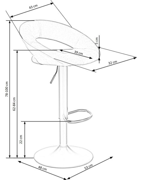 Scaun de bar 100x48 cm gri/antracit