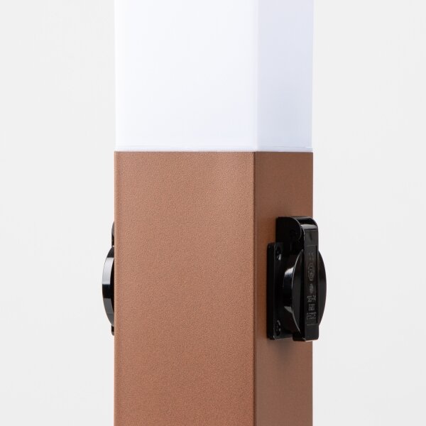 Brilagi - Lampă de exterior cu 2 prize SCHUKO NOVA, 1xE27/15W/230V, 40 cm, IP44, maro