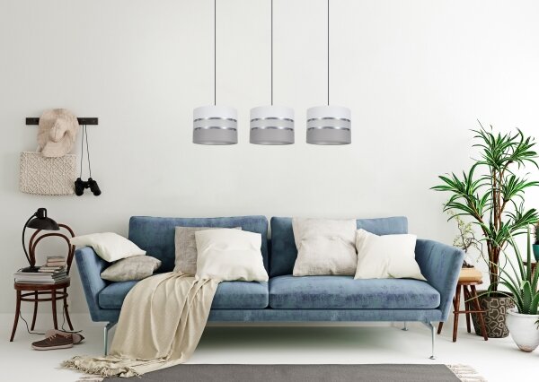 Lustră pe cablu CORAL 3xE27/60W/230V alb/gri