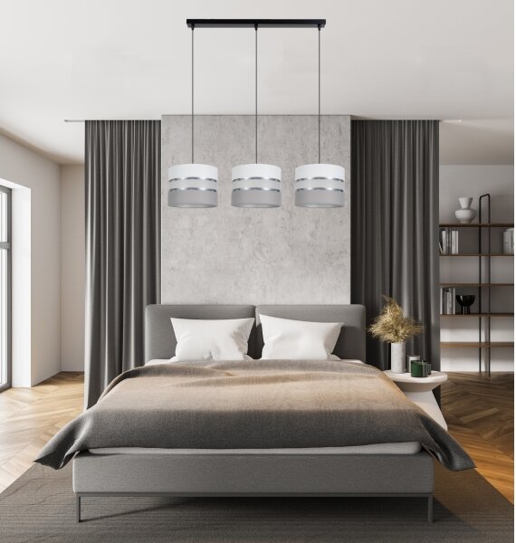 Lustră pe cablu CORAL 3xE27/60W/230V alb/gri
