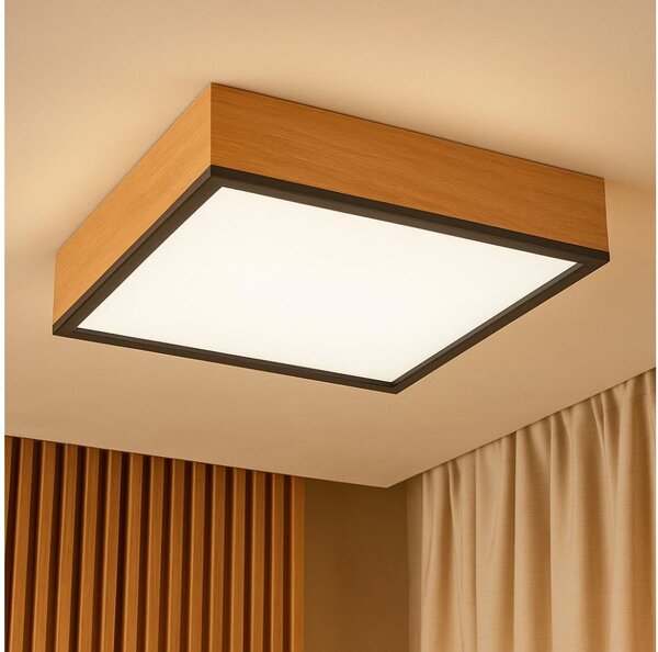 Plafonieră OAK SQUARE 4xE27/15W/230V 39x39 cm stejar/negru