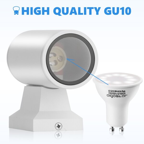 Aplică de exterior Aigostar 2xGU10/230V alb IP65 rotund