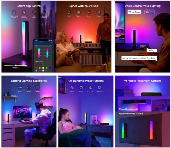Govee - Set 2x Flow Plus SMART LED TV & Gaming RGBICWW Wi-Fi