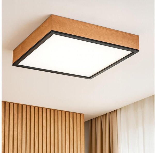 Plafonieră OAK SQUARE 4xE27/15W/230V 48x48 cm stejar/negru