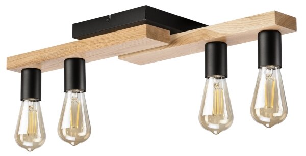 Lustră aplicată MATTE 4xE27/15W/230V negru/stejar