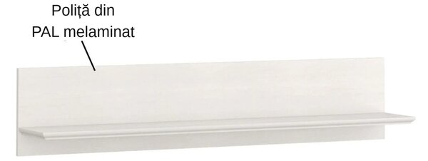 Polita TIFFANY, crem, PAL laminat, 130x22x27 cm