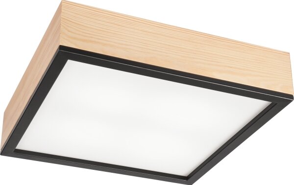 Plafonieră NATURAL SQUARE 4xE27/15W/230V 39x39 cm pin/negru