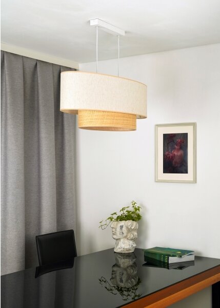 Lustră pe cablu Duolla DOUBLE OVAL NATURE 2xE27/15W/230V crem/bej