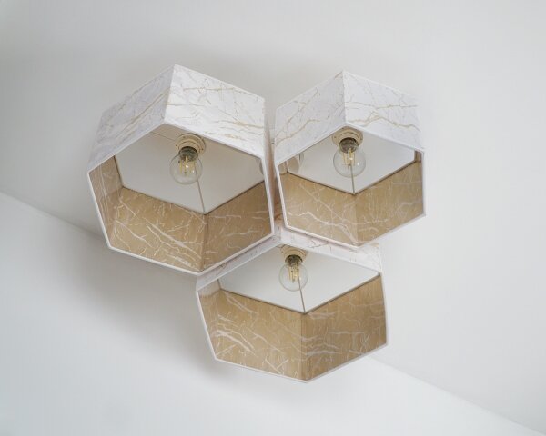 Lustră aplicată Duolla ROLLER TRIO HEX 3xE27/15W/230V alb/auriu