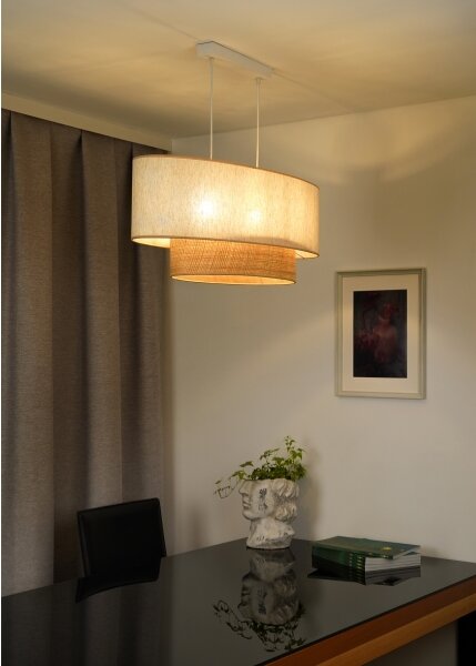 Lustră pe cablu Duolla DOUBLE OVAL NATURE 2xE27/15W/230V crem/bej
