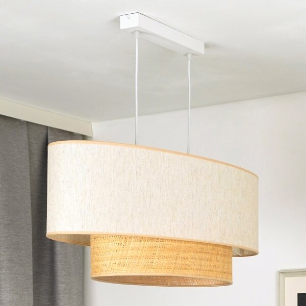 Lustră pe cablu Duolla DOUBLE OVAL NATURE 2xE27/15W/230V crem/bej