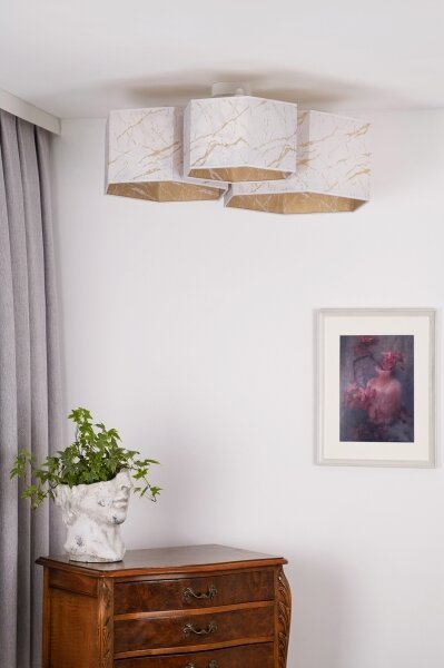 Lustră aplicată Duolla ROLLER TRIO HEX 3xE27/15W/230V alb/auriu