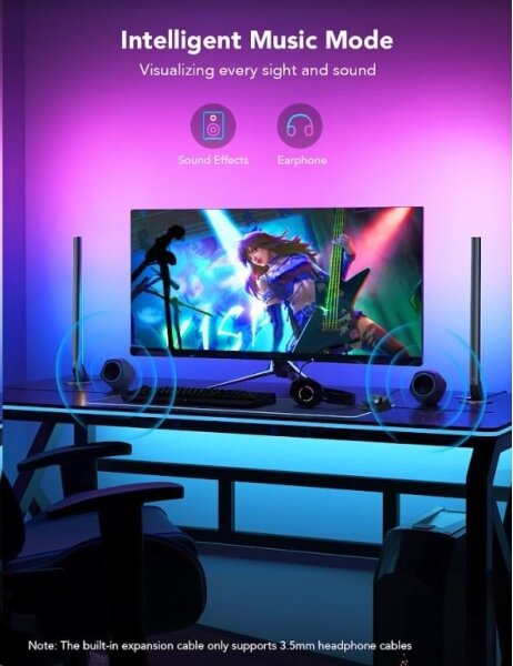 SET 2x panouri Smart Gaming Wi-Fi LED RGBIC Govee + Smart Dual + telecomandă