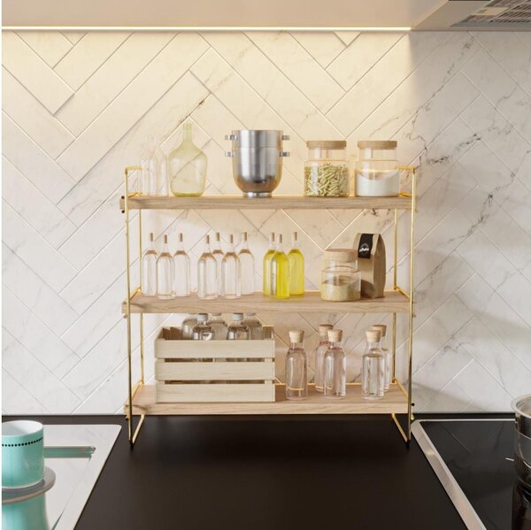 Organizator cu rafturi 45x40 cm auriu/maro