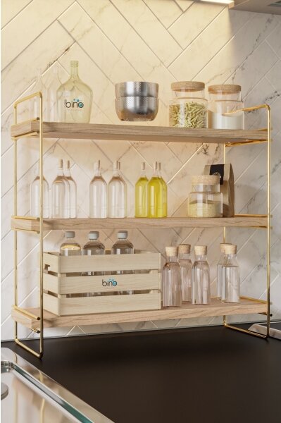 Organizator cu rafturi 45x40 cm auriu/maro
