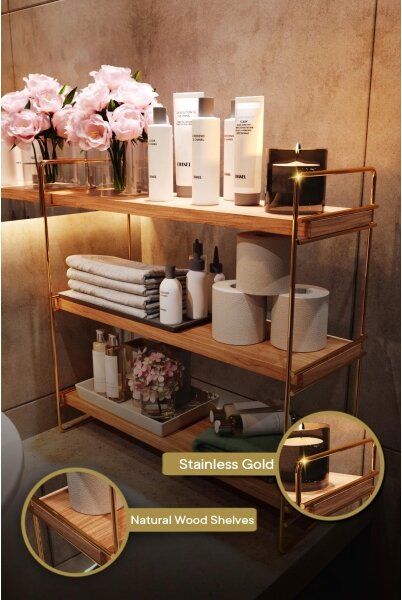 Organizator cu rafturi 45x40 cm auriu/maro