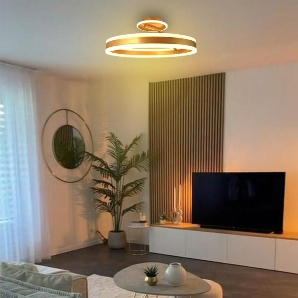 Lustră LED dimabilă aplicată LED/86W/230V 3000-6500K auriu + telecomandă