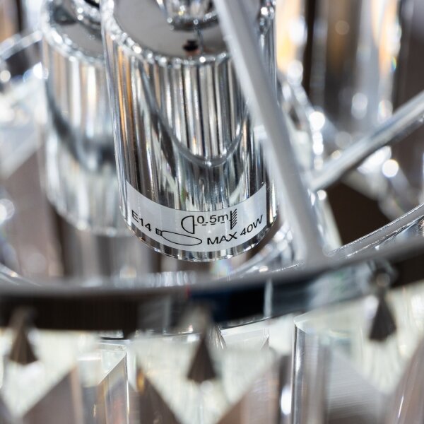 Lustră de cristal pe lanț Brilagi MOZART 4xE14/40W/230V crom lucios