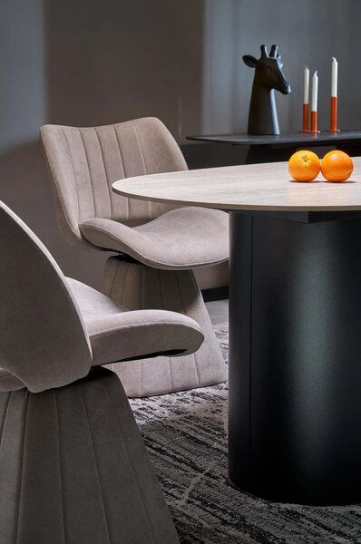 Scaun rotativ K613, stofa clasica bej, 53x60x87 cm
