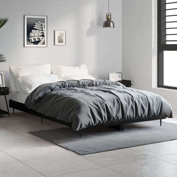 Cadru de pat, negru, 120x190 cm, lemn prelucrat