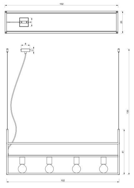 Lustră pe cablu SHELF 4xE27/60W/230V