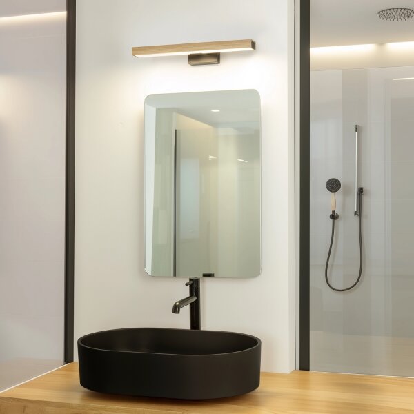 Aplică LED pentru oglindă de baie Brilagi WOODY MIRROR LED/8W/230V IP44 stejar/negru