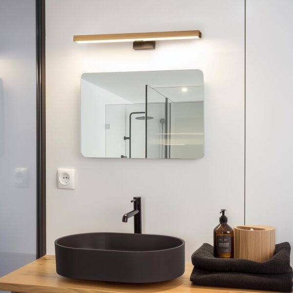 Aplică LED pentru oglindă de baie Brilagi WOODY MIRROR LED/12W/230V IP44 stejar/negru