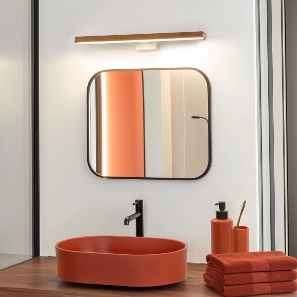 Aplică LED pentru oglindă de baie Brilagi WOODY MIRROR LED/12W/230V IP44 stejar/alb