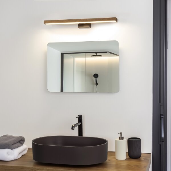 Aplică LED pentru oglindă de baie Brilagi WOODY MIRROR LED/12W/230V IP44 stejar/negru